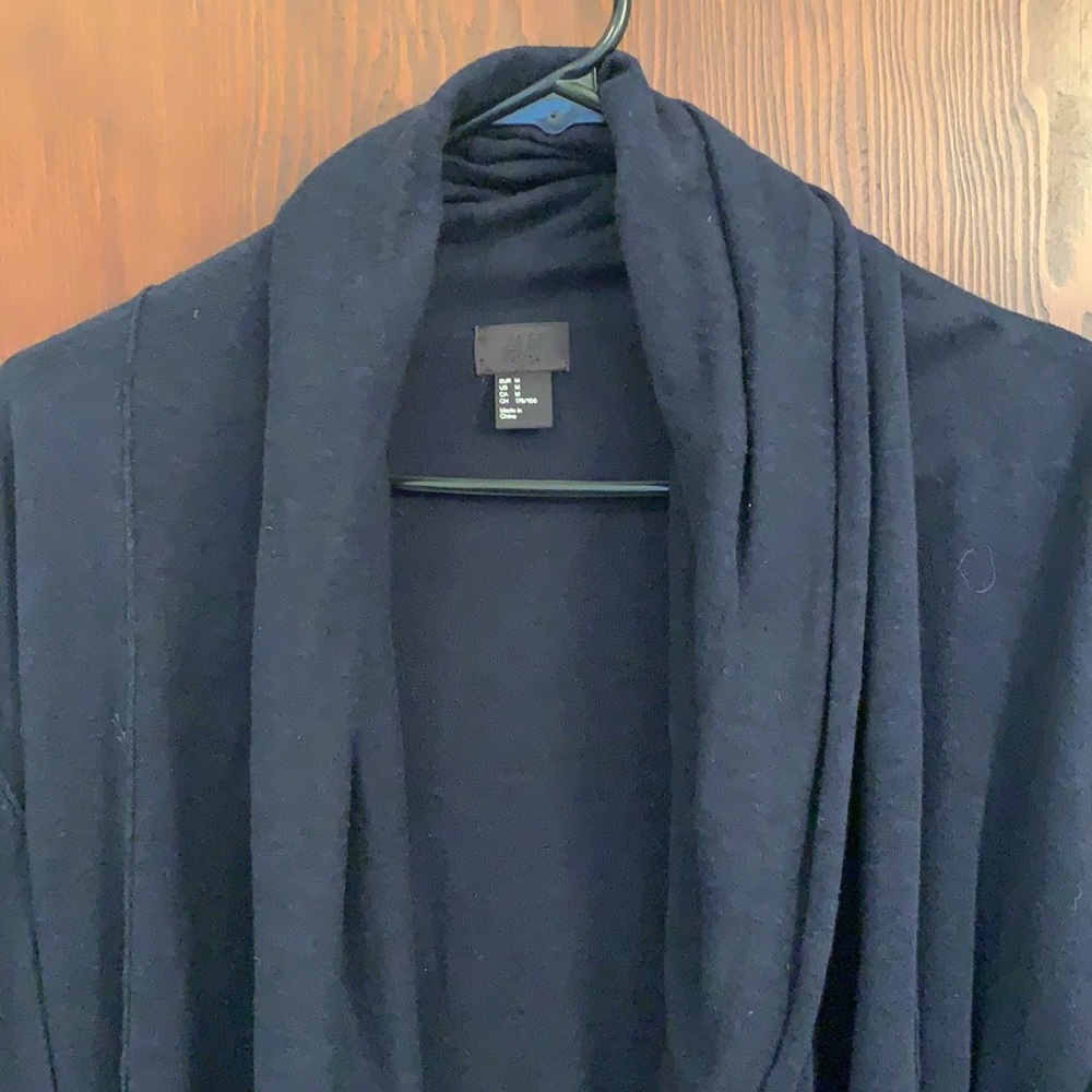 Men’s Navy H&M Linen/Viscose Shawl Cardigan - Picture 2 of 5